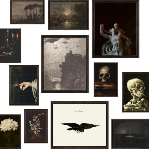 97 Decor Dark Academia Decor For Bedroom - Gothic Home Decor Aesthetic, Moody Dark Academia Wall Art, Vintage Halloween Posters For Room Aesthetic, Spooky Gothic Pictures Goth Decorations (UNFRAMED)