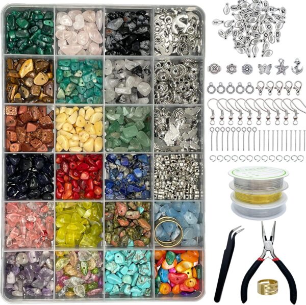 Jewelry Making Supplies Kit - 1587 PCS Beads, Crystal Beads, Jewelry Pliers, Beading Wire, Earring Hooks, Rings, Bracelets for Girls and Adults 1