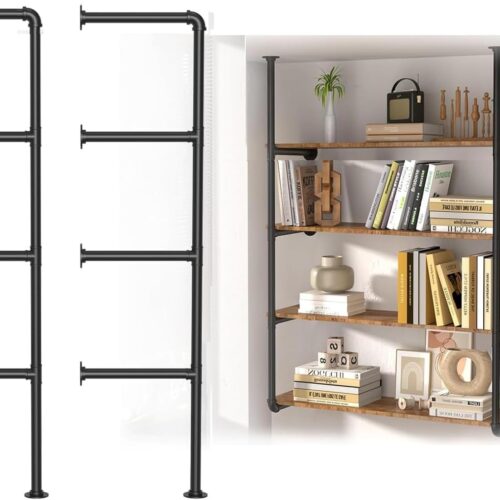 Industrial Retro Wall Mount Iron Pipe Shelf Hung Bracket Diy Storage Shelving Bookshelf (2 pcs)