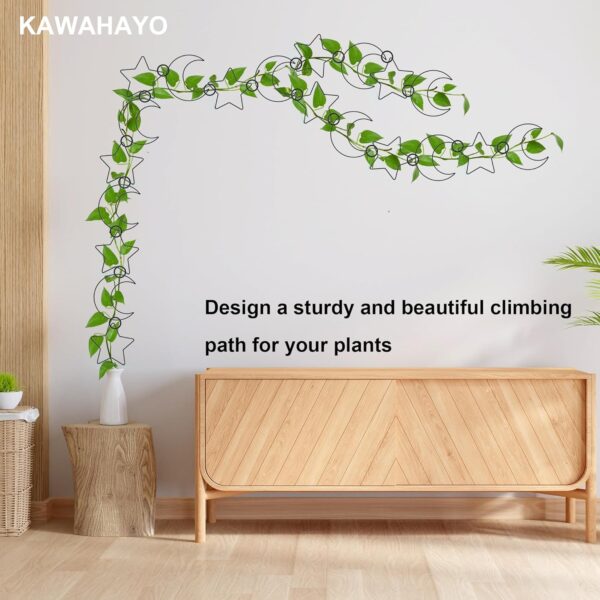 20 Pcs Chain Trellis for Climbing Plants, Plant Trellis Indoor and Outdoor, Garden Wall Trellis, Vine Support Plant Accessories for Monstera, Pothos, Ivy, Climbing Plants (Black Moon and Star) 4