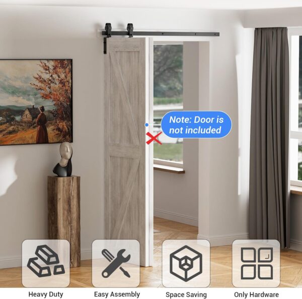 30" Bi-Folding Sliding Barn Door Hardware Kit for 2 Doors,Slide Smoothly Quietly,Black Track J Shape Roller,No Door 4