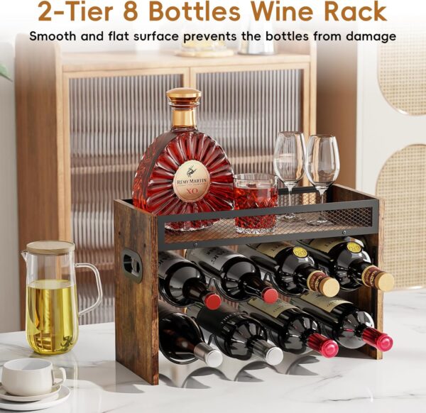 2-Tier Wine Rack, can Hold 8 Bottles.Suitable for Home Kitchens, Restaurants, Food Pantries, cabinets, and Bars. 4