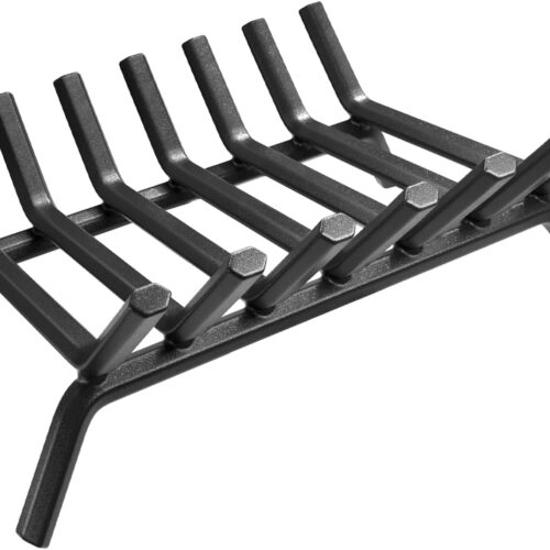 GARDEN & HOME Fireplace Grate 30 inch Fire Pit Grate Fire Place Log Holder Wrought Iron Heavy Duty Solid Steel Indoor Outdoor Camping Hearth Firepit Firewood Wood Burning Rack Stove