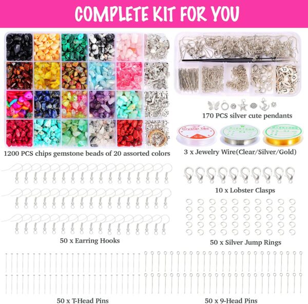 Jewelry Making Supplies Kit - 1587 PCS Beads, Crystal Beads, Jewelry Pliers, Beading Wire, Earring Hooks, Rings, Bracelets for Girls and Adults 4