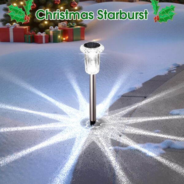 Solar Outdoor Lights, 10 Pack Waterproof Stainless Steel Solar Stake Lights for Pathway Garden Yard Path Walkway Driveway Lawn Patio Outside Decor, Cool White 3
