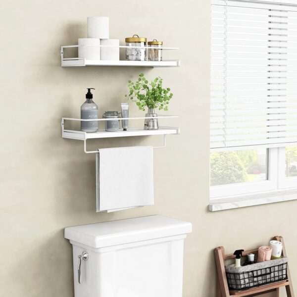 Bathroom Shelves for Wall Set of 2, White Nursery Floating Book Shelves for Kids Room, Small Wall Mount Bookshelf and Toy Storage Organizer for Baby Toddlers Teens Boys Girls Bedroom 3