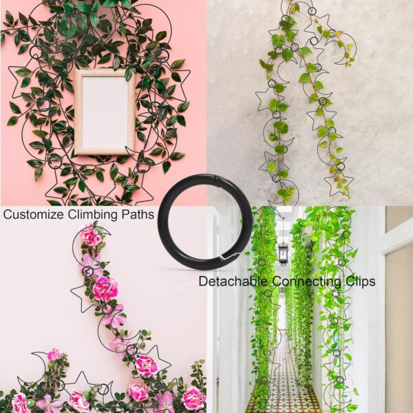 20 Pcs Chain Trellis for Climbing Plants, Plant Trellis Indoor and Outdoor, Garden Wall Trellis, Vine Support Plant Accessories for Monstera, Pothos, Ivy, Climbing Plants (Black Moon and Star) 2