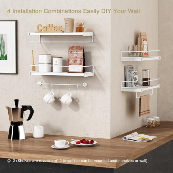 Bathroom Shelves for Wall Set of 2, White Nursery Floating Book Shelves for Kids Room, Small Wall Mount Bookshelf and Toy Storage Organizer for Baby Toddlers Teens Boys Girls Bedroom 2