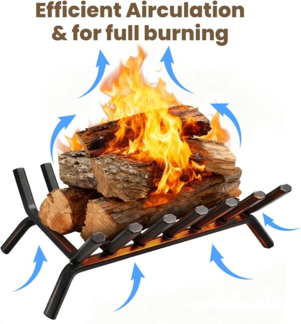 GARDEN & HOME Fireplace Grate 30 inch Fire Pit Grate Fire Place Log Holder Wrought Iron Heavy Duty Solid Steel Indoor Outdoor Camping Hearth Firepit Firewood Wood Burning Rack Stove 2