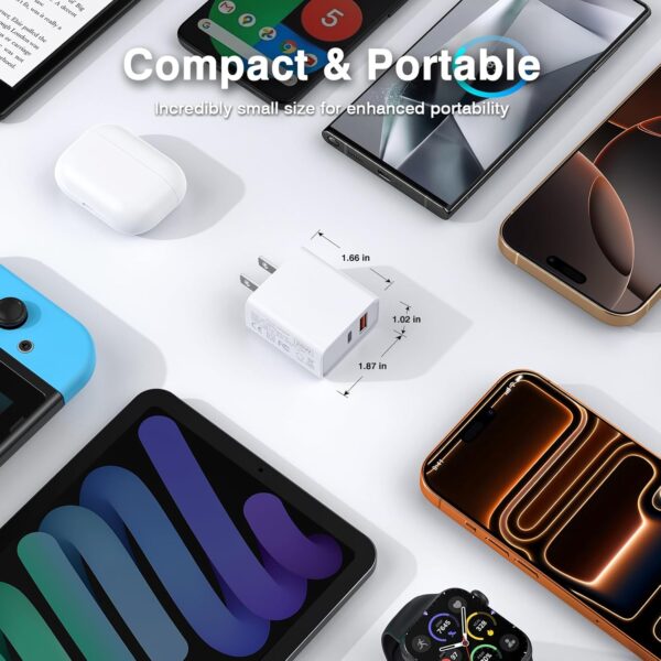 USB C Wall Charger Block 20W, 2-Pack Dual Port PD Power Delivery Fast Type C Charging Block Plug Compatible with iPhone 11/12/13/14/15/16/17 Pro Max, XS/XR/X, Ipad Pro, Samsung Galaxy 2