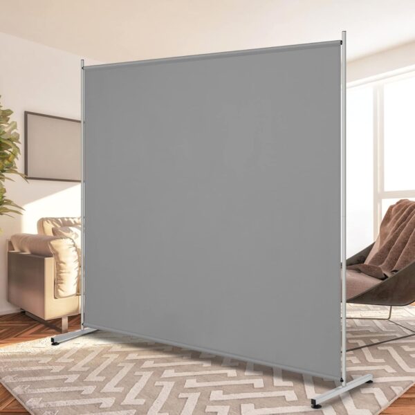 Single Large Panel Room Divider, Privacy Screen for Office, Partition Separators, Freestanding Divider 71''W x 69.5''H, Grey 1