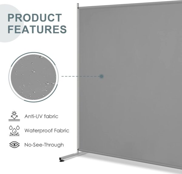 Single Large Panel Room Divider, Privacy Screen for Office, Partition Separators, Freestanding Divider 71''W x 69.5''H, Grey 3