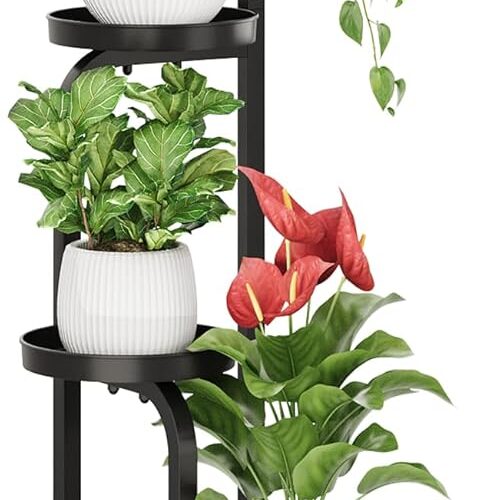 Tall Plant Stand Indoor Outdoor, Corner Metal Flower Pot Stands for Multiple Plants, 4 Tier Heavy Duty Plant Shelf for Patio Garden Balcony Living Room Bedroom(Patent Design)
