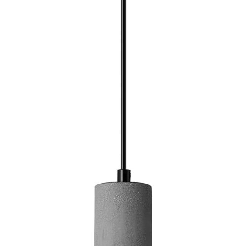 Concrete & Black Metal Linear Pendant Light – Modern Industrial Hanging