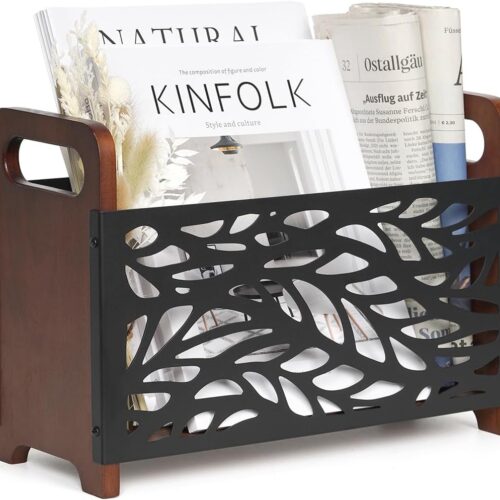 Magazine Holder,Wood Magazine Rack,Rustic Magazine File Holder,Magazine Storage Basket,Magazine Rack Floor,Farmhouse Magazine Organizer for Magazines,Books,Newspapers