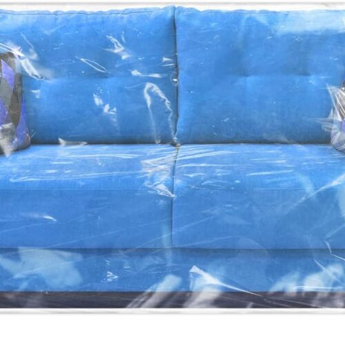 Plastic Loveseat Cover - 84" W x 40" D x 36" RH x 18" FH - Heavy Duty Vinyl, Waterproof, Slipover - Protects Pets Scratches