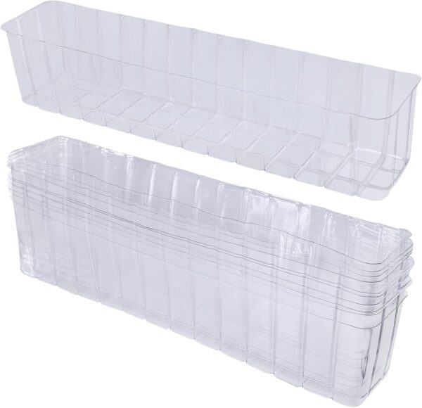 10 Pcs Plastic Planter Liners Clear Rectangular Plastic Liners for Flower Box Planter Window Box Planter 16.2" L x 3" W x 3.5" H for Indoor Outdoor Flower Arrangement Succulent Garden Windowsill Decor 1