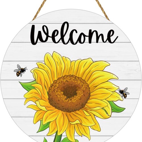 unflower Decor Summer Decorations for Home Summer Door Decor Sunflower Wreath Wooden Wreaths for Front Door Hanger Welcome Sign for Office Porch Wall Indoor Home Decor
