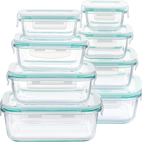 8 Pack Glass Food Storage Containers with Airtight Lids