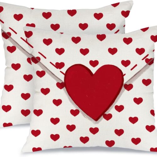Valentine's Day Pillow Covers 18X18 Set of 2,Love Heart Decorations