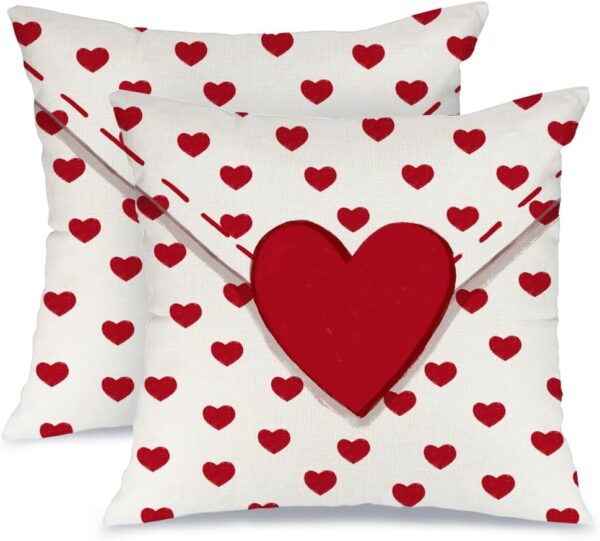 Valentine's Day Pillow Covers 18X18 Set of 2,Love Heart Decorations 1