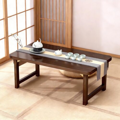 Folding Floor Table Foldable Coffee Tables Wood Low Tables Versatile for Sitting Dining Table Tea Tatami Desk No Assembly Unique (39.4 * 19.7 * 11.8 inch)