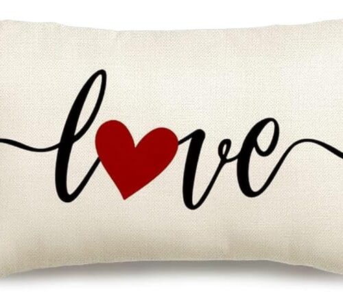 Valentines Day Decor Red Heart Pillow Covers 12x20,Lumbar Valentines Day Throw Pillow Covers,Single Love Pillow Cases Valentine Decorations for Home Couch