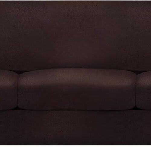 Leather Look T-Cushion Sofa Slipcovers with 3 Individual Shape Seat Covers for Home Décor, 4 Pieces - Stretchable, Washable, Non-Pilling, Non-Slip Sofa Slipcover (Sofa, 01 Chocolate)