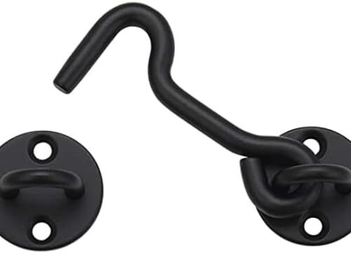 4” Privacy Hook and Eye Gate Latch Easy Lock for Barn Door, Black