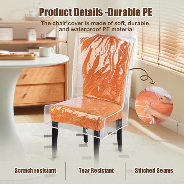 Clear Plastic Waterproof Chair Covers – 4 Pack, Protects Against Stains & Pets 3