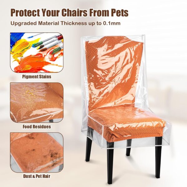 Clear Plastic Waterproof Chair Covers – 4 Pack, Protects Against Stains & Pets 2