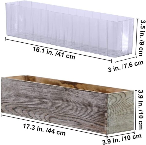 10 Pcs Plastic Planter Liners Clear Rectangular Plastic Liners for Flower Box Planter Window Box Planter 16.2" L x 3" W x 3.5" H for Indoor Outdoor Flower Arrangement Succulent Garden Windowsill Decor 4
