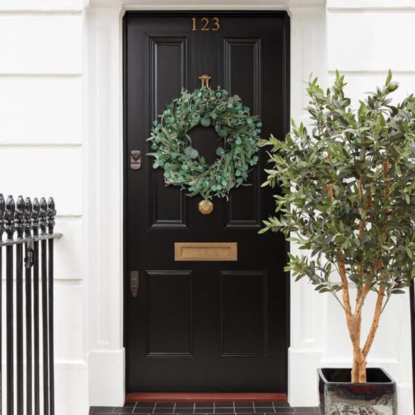 20 Inch Artificial Eucalyptus Leaves Wreath Greenery Spring/Summer Wreath for Front Doors, Walls, Farmhouse (Indoor/Outdoor Use) 2