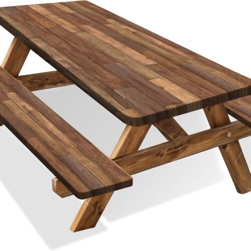 Picnic Table Cover with Bench Covers Waterproof Camping Essentials Wooden Brown Elastic Outdoor Fitted Tablecloth Reusable Rectangle Table Cloth for RV Party Travel