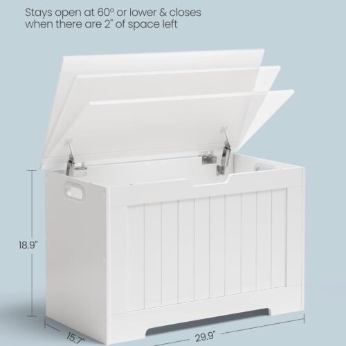 Storage Chest, 29.9 Inches Width Storage Bench, Entryway Bench with 2 Safety Hinges, Shoe Bench, Farmhouse Style, for Entryway, Bedroom, Living Room, Cloud White ULHS11WT