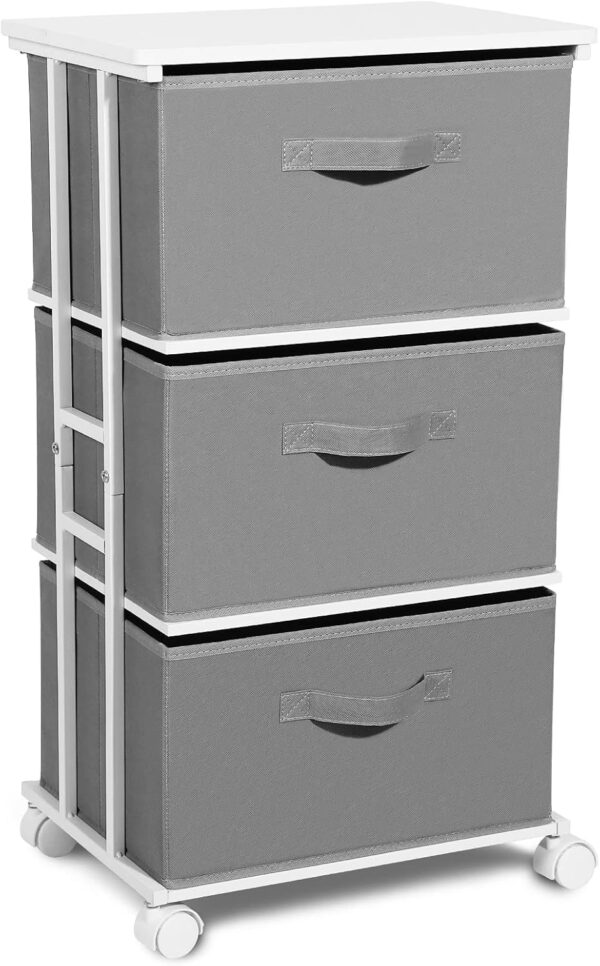 Houser Dresser Tower with 3 Drawers,Fabric Dresser Drawer Organizer Unit,Dresser Chest with Wood Top,Vertical Storage Dresser,Small Dresser for Bedroom,Office-Dark Grey 1