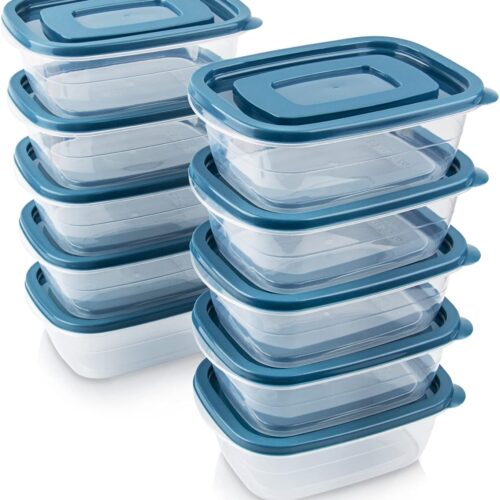 10PCS Food Storage Containers,Freezer Microwave safe,Food Container Sets,BPA Free Plastic Meal Prep Containers & Kitchen Set,Lunch Containers,use for School,Work and Travel,0.53 Quarts Per Box.
