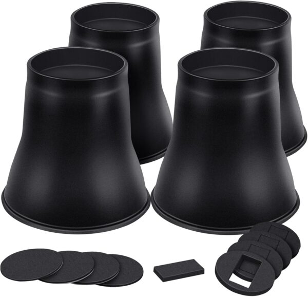 Bed Risers 6 Inch Heavy Duty, Round Furniture Risers for Bed Desk Table Sofa Couch,Bed Lifts Risers, Support up to 6000 Lbs(4 Pack Black) 1
