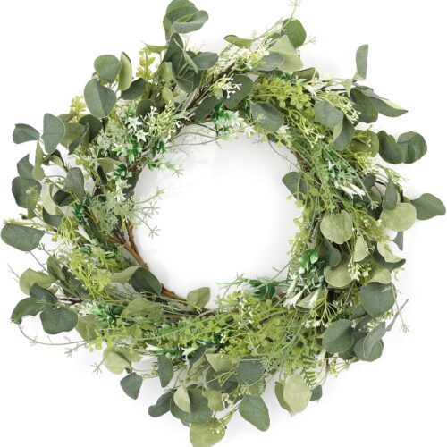 Spring Summer Wreath 20 Inch Decor for Front Door Persian Grass Eucalyptus Leaf Wreaths for Porch Farmhouse Home