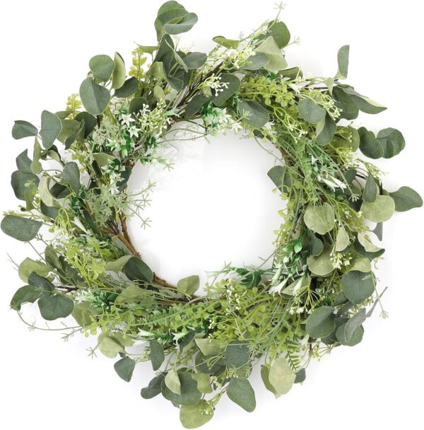 Spring Summer Wreath 20 Inch Decor for Front Door Persian Grass Eucalyptus Leaf Wreaths for Porch Farmhouse Home 1