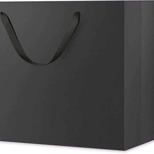 12 Extra Large Gift Bags 16x6x12 Inches, Matte Black Gift Bags, Premium Gift Bags with Handles for Mother's Day, Father's Day and All Occasions
