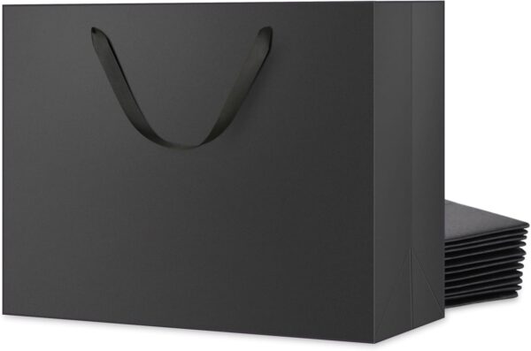 12 Extra Large Gift Bags 16x6x12 Inches, Matte Black Gift Bags, Premium Gift Bags with Handles for Mother's Day, Father's Day and All Occasions 1