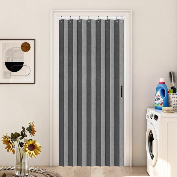 Closet Curtain for Open Closet, Pleated Folding Curtains for Doorway, Privacy Room Divider for Separation,1 Panel with Tieback, W39 x L78, Grey 1