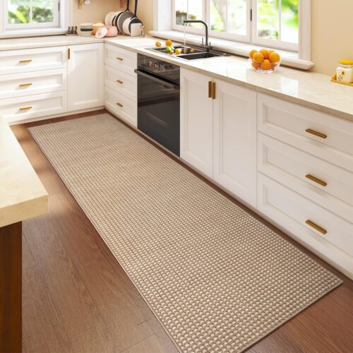 2x6 ft Boho Kitchen Runner Rugs Mat Non Slip Woven Runners for Hallways Washable, Soft Long Entryway Laundry Hall Floor Runner Carpet for Indoor Backdoor Bedroom Kitchen Living Room, Brown