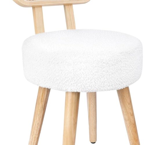 Rattan Dining Chair, Kitchen Dining Room Chairs, Mid Century Modern Boucle Chair, Stylish Upholstered Wood Accent Chair, Cute Sherpa Chair, Living Room Bar Stool Chair, Boho Makeup Vanity Chair, 1 Pc