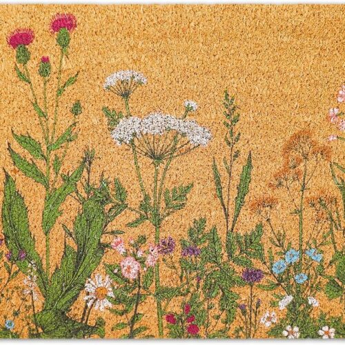 Vintage Wildflower Natural Coir Doormat Retro Floral Welcome Floor Mat Non-Slip Spring Entrance Door Rugs for Indoor Outdoor Home Bathroom, 16.5 x 29 Inch