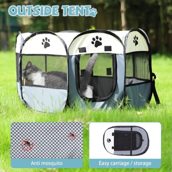 Portable Pet Playpen, Dog Playpen Foldable Pet Exercise Pen Tents Cat House Playground for Puppy Kitten Indoor Outdoor Travel Camping Use 2