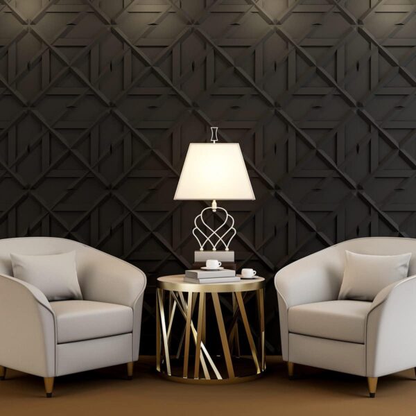 PVC 3D Wall Panel, Decorative Wall Tile in Black 12-Pack 19.7"x19.7" 2