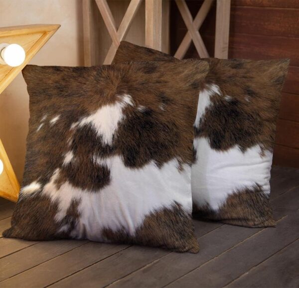 Pack of 2 Throw Pillow Covers Christmas Cowhide Printing Western 18x18 Pillow Cover,Decorative Throw Pillows Cushion Covers for Home Living Room Sofa Bedroom 2