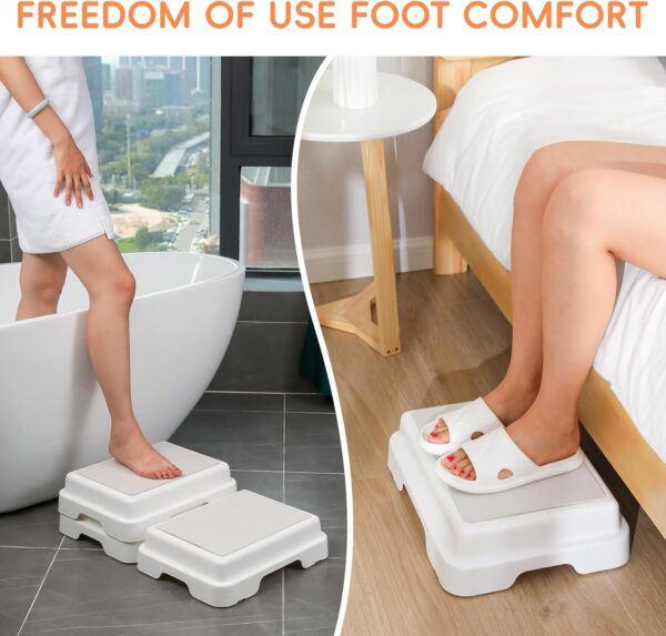 Shower Bath Step Stackable Bathtub Non Slip Safety Step Stool, Indoor/Outdoor Handicap Wideing Hands Free Platform Medical Portable Stack-Able, for High Beds, Kitchens,Bathroom. 2